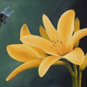 Lilies with Dragonfly