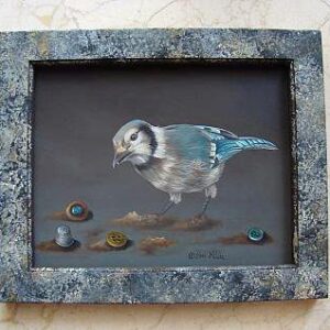 Blue Jay with Buttons and Azure Eggs