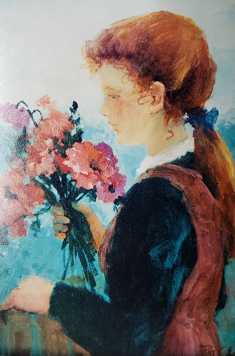 Side View Girl with Poppies