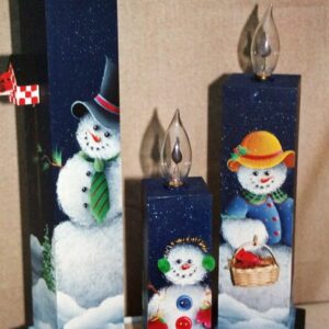 Snow Family Electric Candle Set