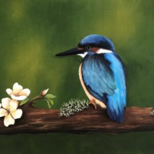 Kingfisher and White Flowers