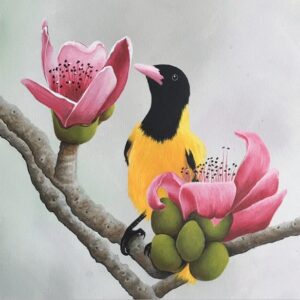 Oriole with Flowers