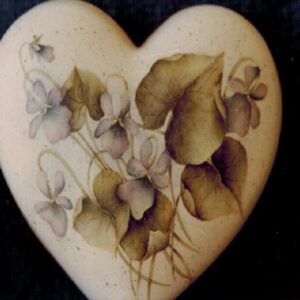 Violets on Porcelain Heart Box